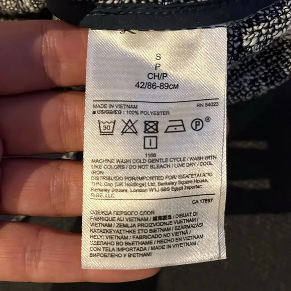 Banana Republic Tweed sleeveless top Navy blue & white Boho academia size small - Picture 7 of 12